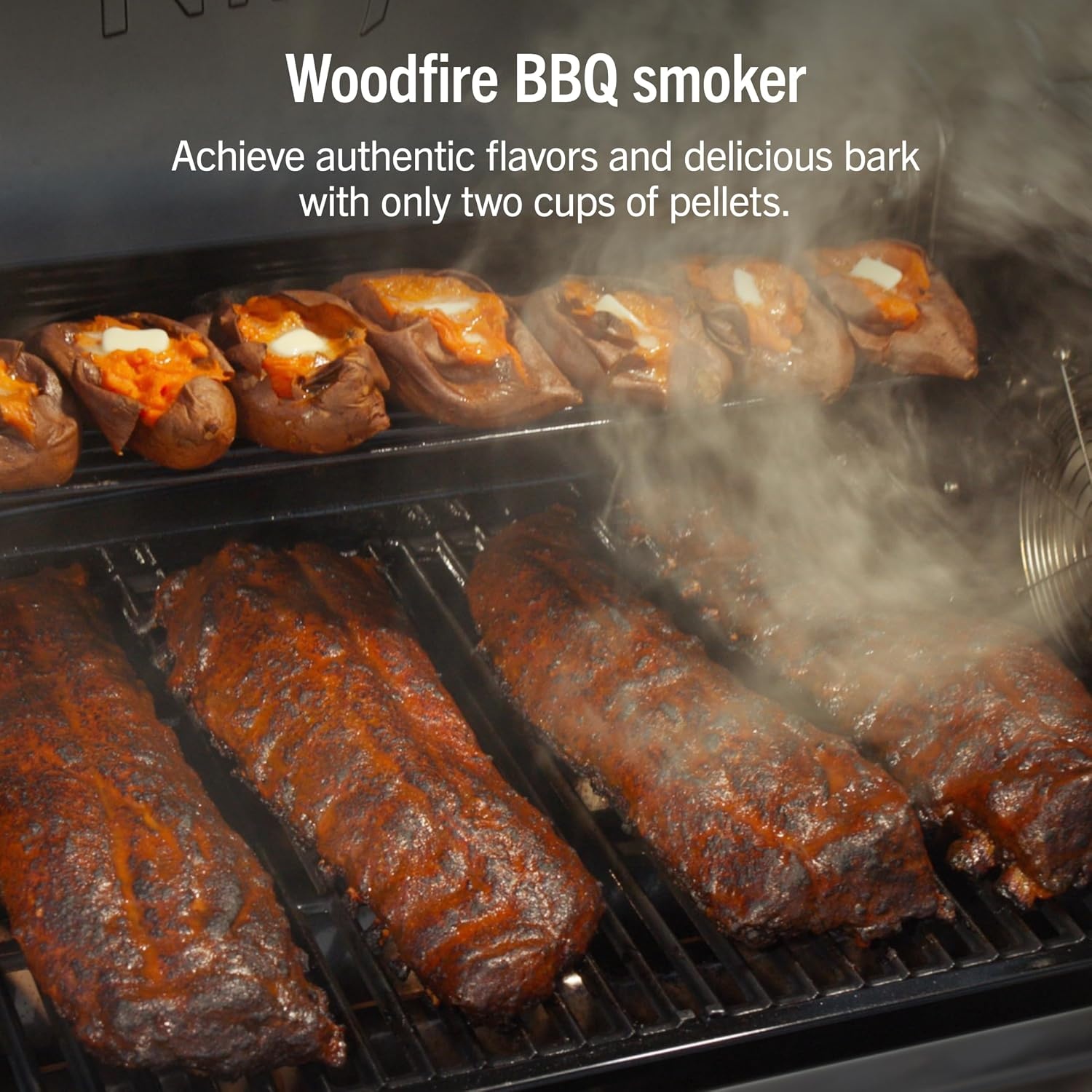 image:imageNinja FlexFlame Grill amp Smoker Electric amp Propane 5in1 SteelPG301 Ninja FlexFlame is a 5in1 grill smoker amp griddle with precise 200600F control fitting 3 chickens or 4 rib racksBlackGold