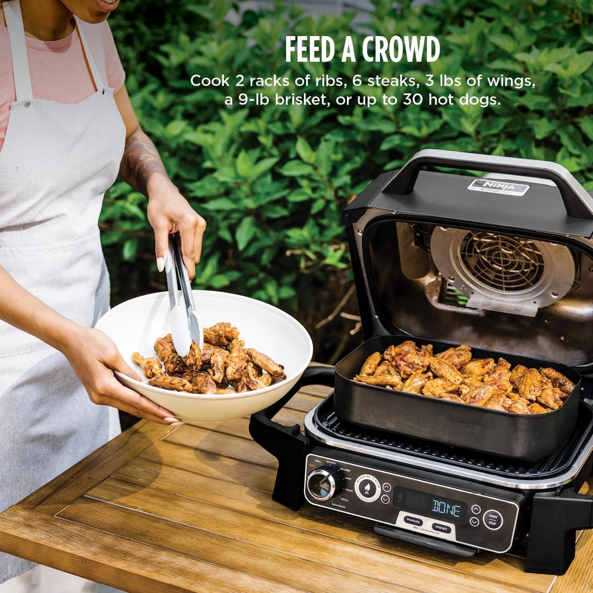image:imageNinja Woodfire Pro Outdoor Grill with Builtin Thermometer OG751 Ninja Woodfire Pro Grill uses wood pellets amp electric power with a builtin thermometer for perfect noguesswork cooking7in1 GrillThermometer