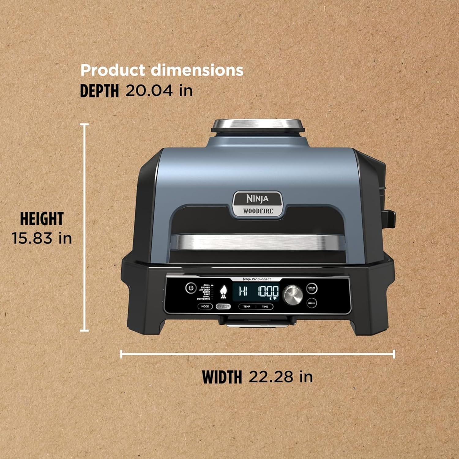image:imageNinja Woodfire ProConnect Premium XL BBQ Grill 7in1 App Enabled Blue 180 sq in of cooking space with appconnected dual thermometers and real woodfired flavorBlue Gold