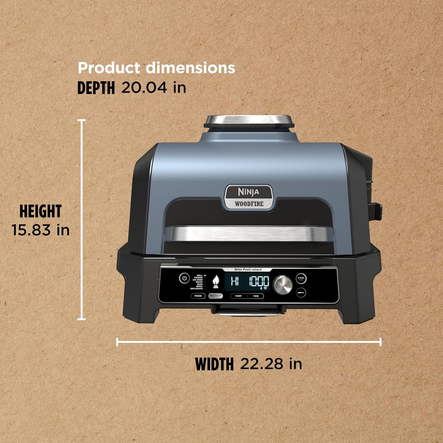 image:imageNinja Woodfire ProConnect Premium XL BBQ Grill 7in1 App Enabled Blue 180 sq in of cooking space with appconnected dual thermometers and real woodfired flavorBlack Blue