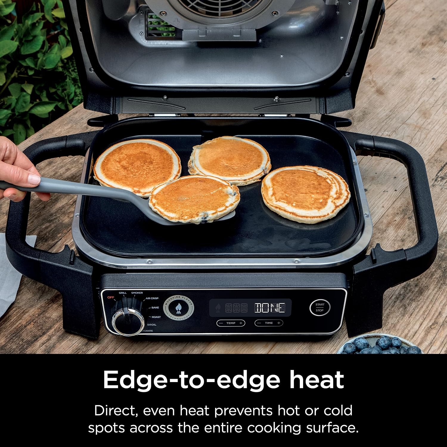 image:imageNinja XSKGRDPLT Woodfire Outdoor Flat Top Griddle Plate Compatible with Ninja Woodfire Grills OG700 series Ceramic Coating Insert BlackGrey Ninja Woodfire Griddle Plate clicks into your grill for even edgetoedge searing and easyclean nonstick cooking146 x 11 x 22