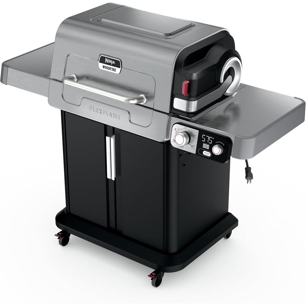 image:imageNinja FlexFlame Grill amp Smoker Electric amp Propane 5in1 SteelPG301 Ninja FlexFlame is a 5in1 grill smoker amp griddle with precise 200600F control fitting 3 chickens or 4 rib racksStainless Steel