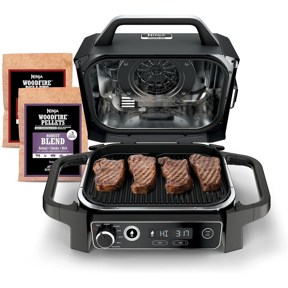 image:imageNinja Woodfire Pro Outdoor Grill with Builtin Thermometer OG751 Ninja Woodfire Pro Grill uses wood pellets amp electric power with a builtin thermometer for perfect noguesswork cooking7in1 Grill