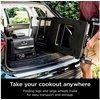 Ninja XSKSTAND Woodfire Collapsible Outdoor Grill Stand, Compatible with Ninja Woodfire Grills (OG700 Series), Foldable, Side Utensil Holder, Weather-Resistant, Black | Ninja Woodfire Grill Stand collapses for storage, locks in securely, rolls on wheels, with 3 utensil hooks(Works with OG700 series)