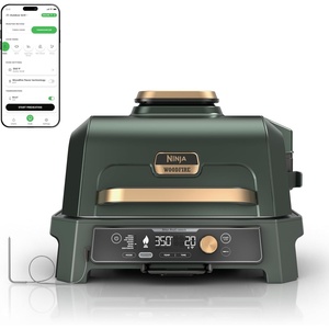 Ninja Woodfire ProConnect Premium XL BBQ Grill, 7-in-1, App Enabled, Blue | 180 sq in of cooking space with app-connected dual thermometers, and real wood-fired flavor(Green & Gold)