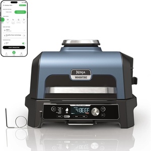 Ninja Woodfire ProConnect Premium XL BBQ Grill, 7-in-1, App Enabled, Blue | 180 sq in of cooking space with app-connected dual thermometers, and real wood-fired flavor(Black & Blue)