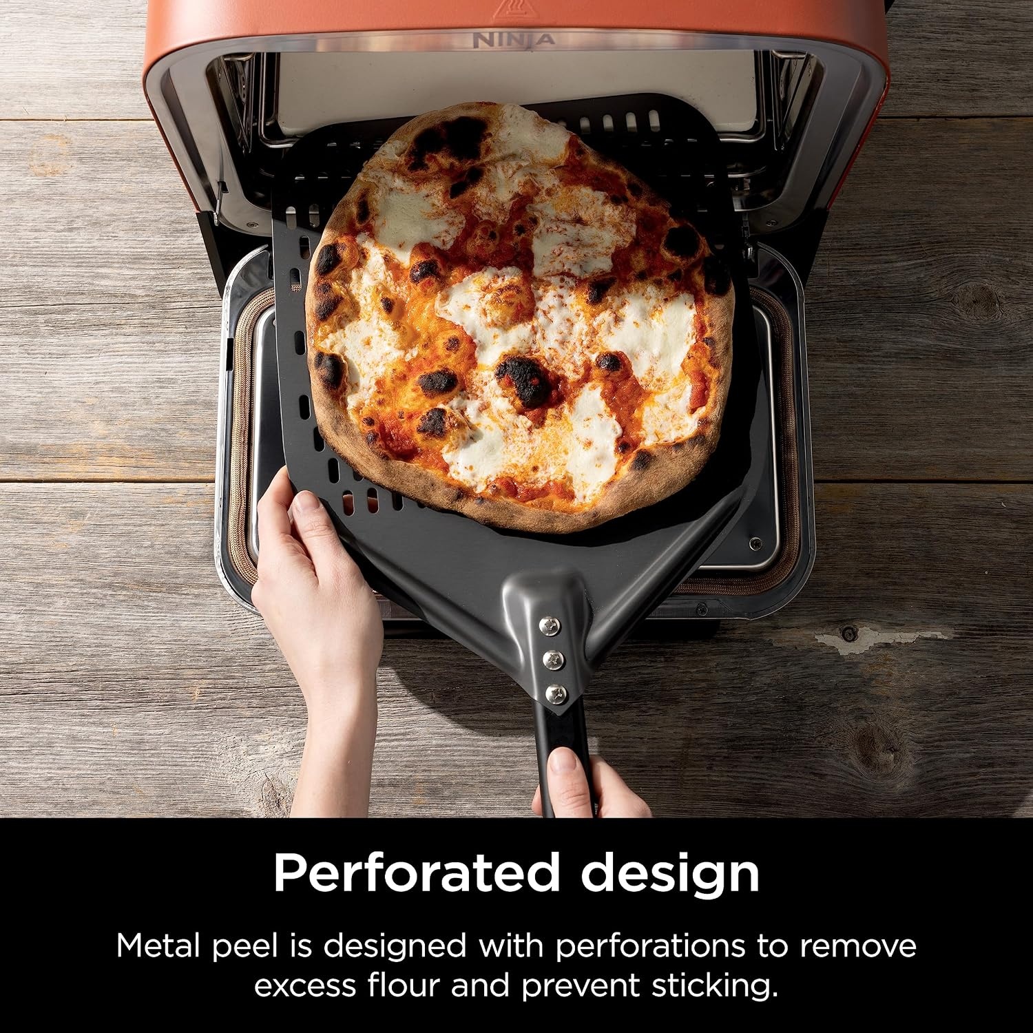 image:imageNinja Outdoor Pizza Oven with 195 Perforated Pizza Peel Includes 12 Pizza Stone amp 12 Bake Pan 5 Pizza Presets Neapolitan Thin Crust New York Pan amp Custom 700F Max Temp ElectricPizza Oven Peel