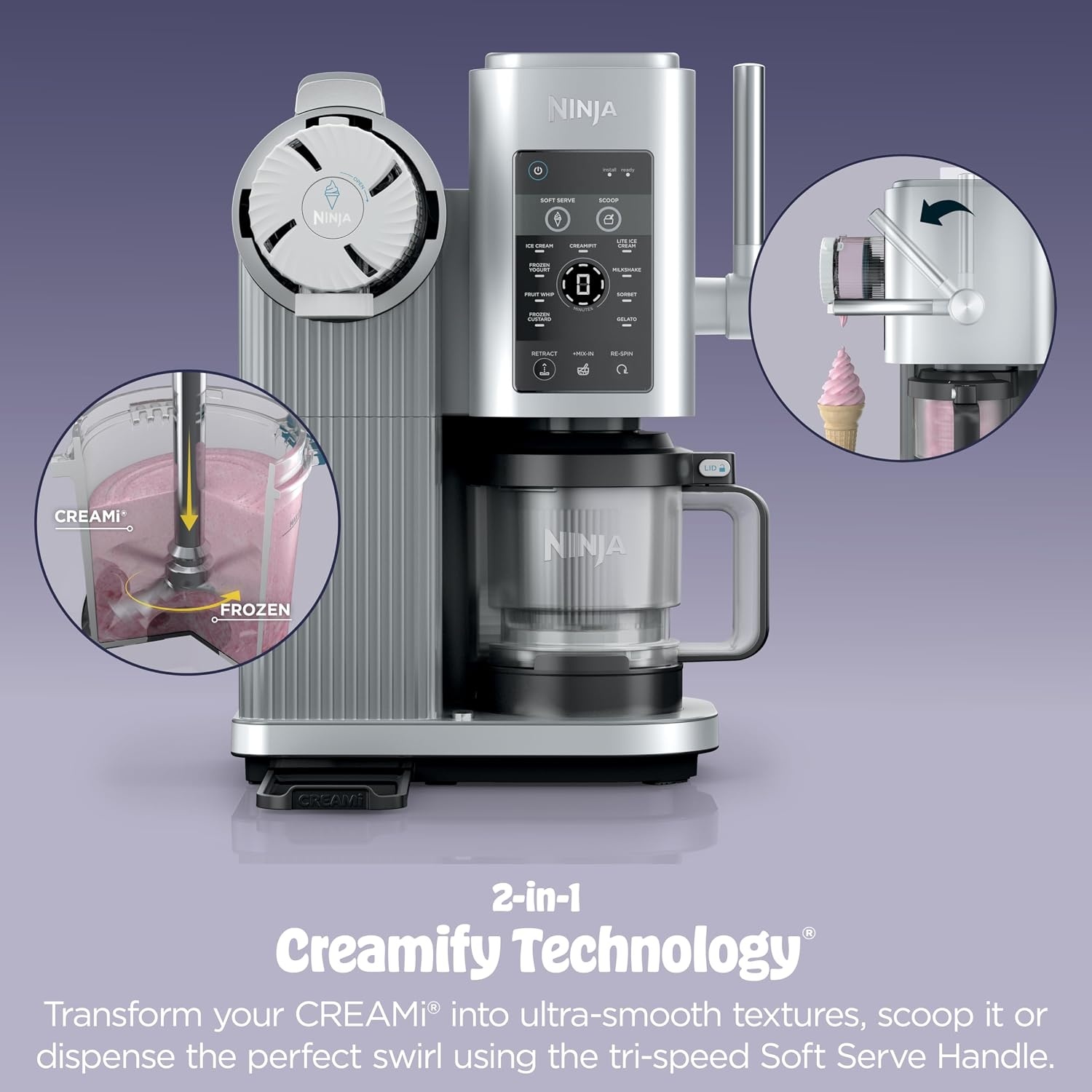 image:imageNinja Creami Scoop amp Swirl 13in1 Ice Cream and Soft Serve Maker NC701 Ninja Creami Scoop and Swirl turns almost anything into ice cream and soft serve at a button touch scooped or swirledCREAMi Scoop Swirl Silver