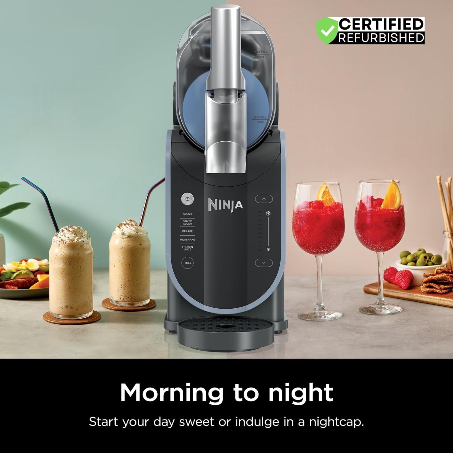 image:imageNinja FS301 Professional Maker with RapidChill Technology 88 oz Drink amp Slushie Machine 5 Preset Programs Frozen Margaritas Frapps and More Premium Accents Black Renewed