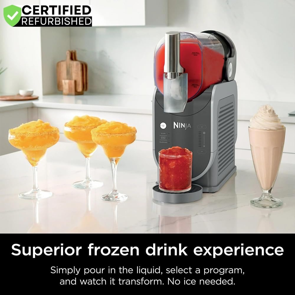 image:imageNinja FS301 SLUSHi 88 oz Frozen Drink amp Slushie Machine Renewed Bundle with Deco Essentials Collapsable Water Bottle BPA Free 24oz GrayStainless and 1 YR CPS Enhanced Protection Pack72 oz 3 Presets Deco Gear Bottle