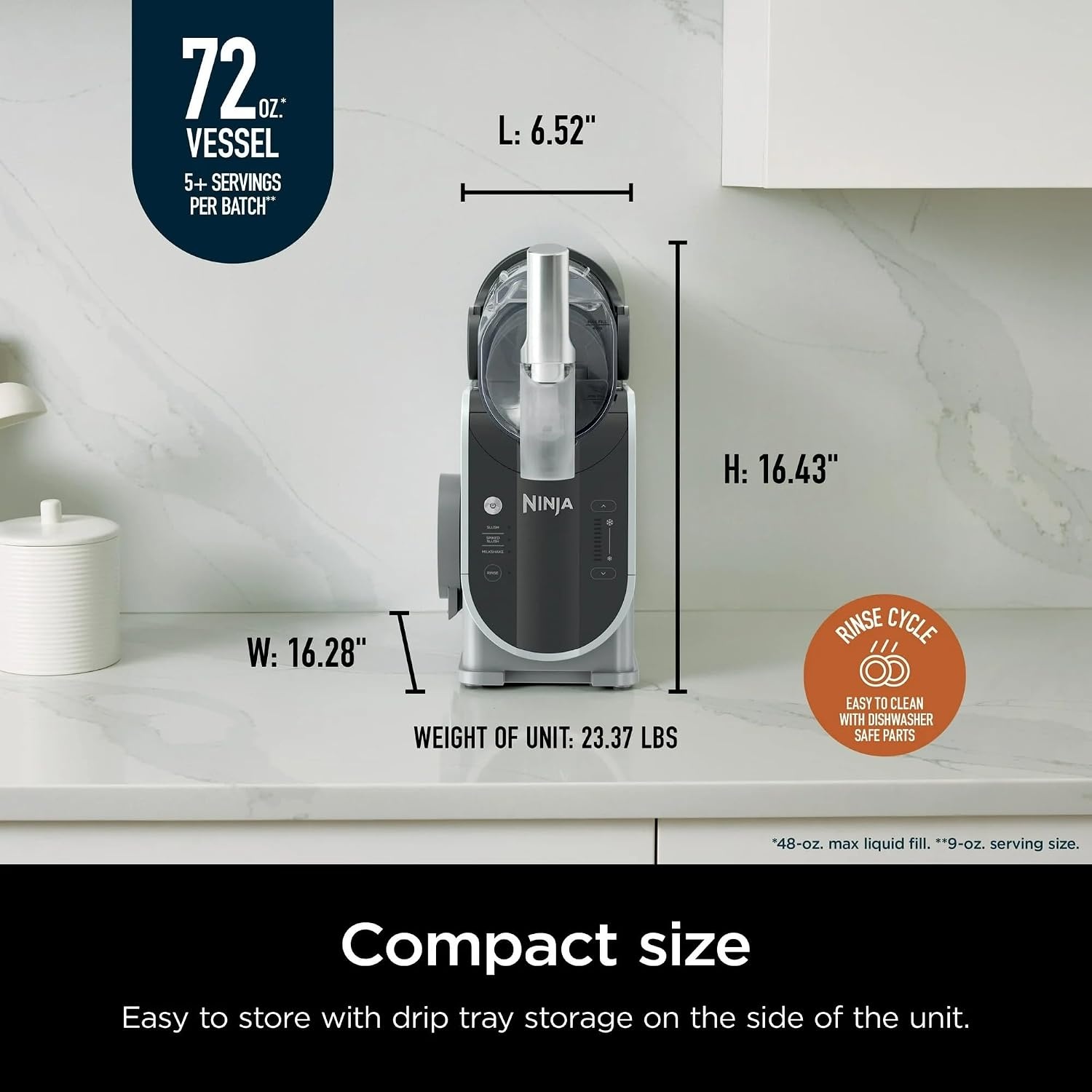 image:imageNinja SLUSHi 72 oz Professional Frozen Drink Maker 3 Preset Settings Slushie Machine Renewed