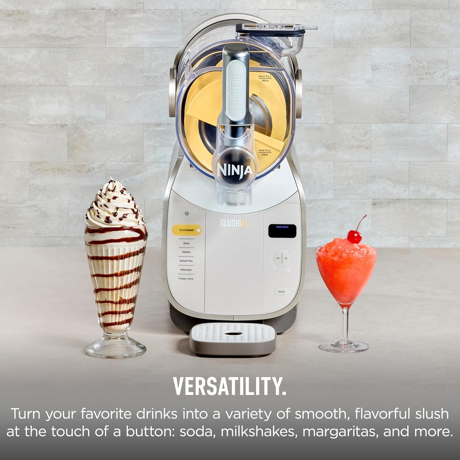 image:imageNinja SLUSHi XL Smart Frozen Drink Maker and SLUSHi Machine with SlushAssist Technology 128 Oz Capacity Sodas Margaritas Frappes Milkshakes and More Crema FS601BR SMARTER Slushing BETTER Hosting No ice needed SlushAssist Technology XL 128 oz vessel 10 servingsSLUSHi XL Smart Crema