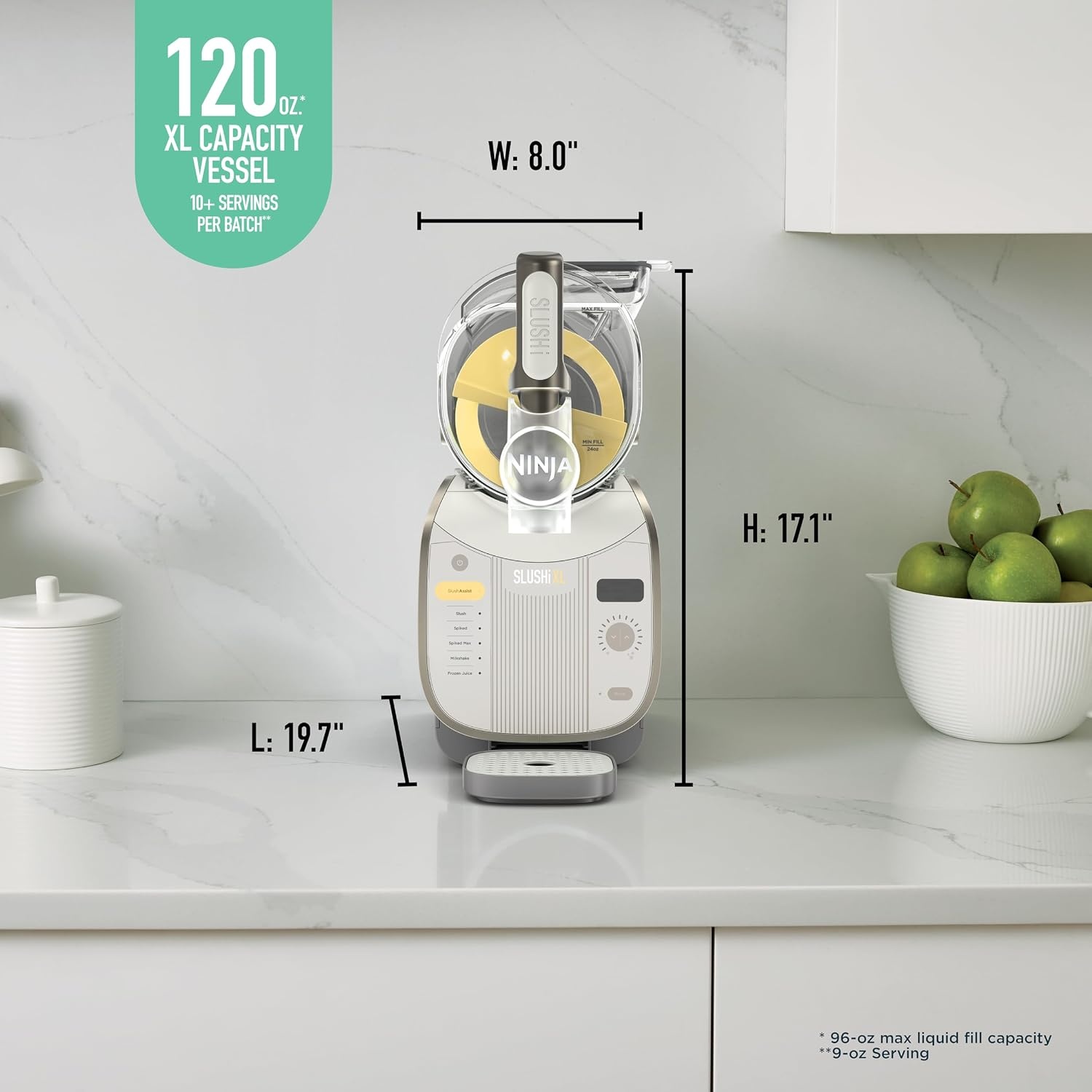 image:imageNinja SLUSHi XL Smart Frozen Drink Maker and SLUSHi Machine with SlushAssist Technology 128 Oz Capacity Sodas Margaritas Frappes Milkshakes and More Crema FS601BR SMARTER Slushing BETTER Hosting No ice needed SlushAssist Technology XL 128 oz vessel 10 servingsSLUSHi XL Smart Crema