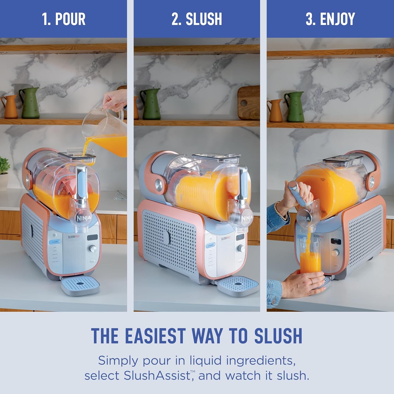 image:imageNinja SLUSHi XL Smart Frozen Drink Maker and SLUSHi Machine with SlushAssist Technology 128 Oz Capacity Sodas Margaritas Frappes Milkshakes and More Crema FS601BR SMARTER Slushing BETTER Hosting No ice needed SlushAssist Technology XL 128 oz vessel 10 servingsSLUSHi Max XXL
