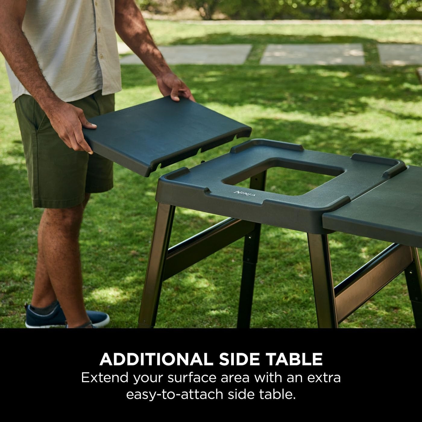 image:imageNinja Woodfire Adjustable Stand amp Side Table Electric Outdoor Oven amp BBQ Grill HeavyDuty Outdoor Cooking Table amp Pizza Oven 4718J800EUUK Black Outdoor Oven amp Grill Stand Heavy Duty Outdoor Cooking Table and Pizza Oven Stand 4718J800EUUKStand Side Table