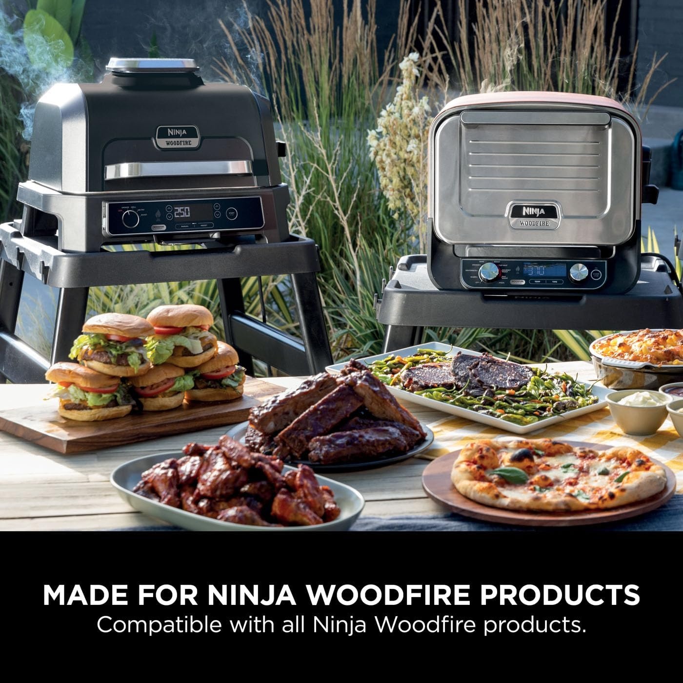 image:imageNinja Woodfire Adjustable Stand amp Side Table Electric Outdoor Oven amp BBQ Grill HeavyDuty Outdoor Cooking Table amp Pizza Oven 4718J800EUUK Black Outdoor Oven amp Grill Stand Heavy Duty Outdoor Cooking Table and Pizza Oven Stand 4718J800EUUKStand Side Table