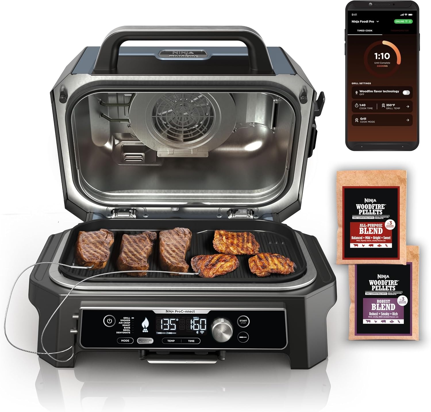 image:imageNinja XL Woodfire Outdoor Griddle amp Grill amp Smoker amp Rib RackPlate Smoker Rack Silver