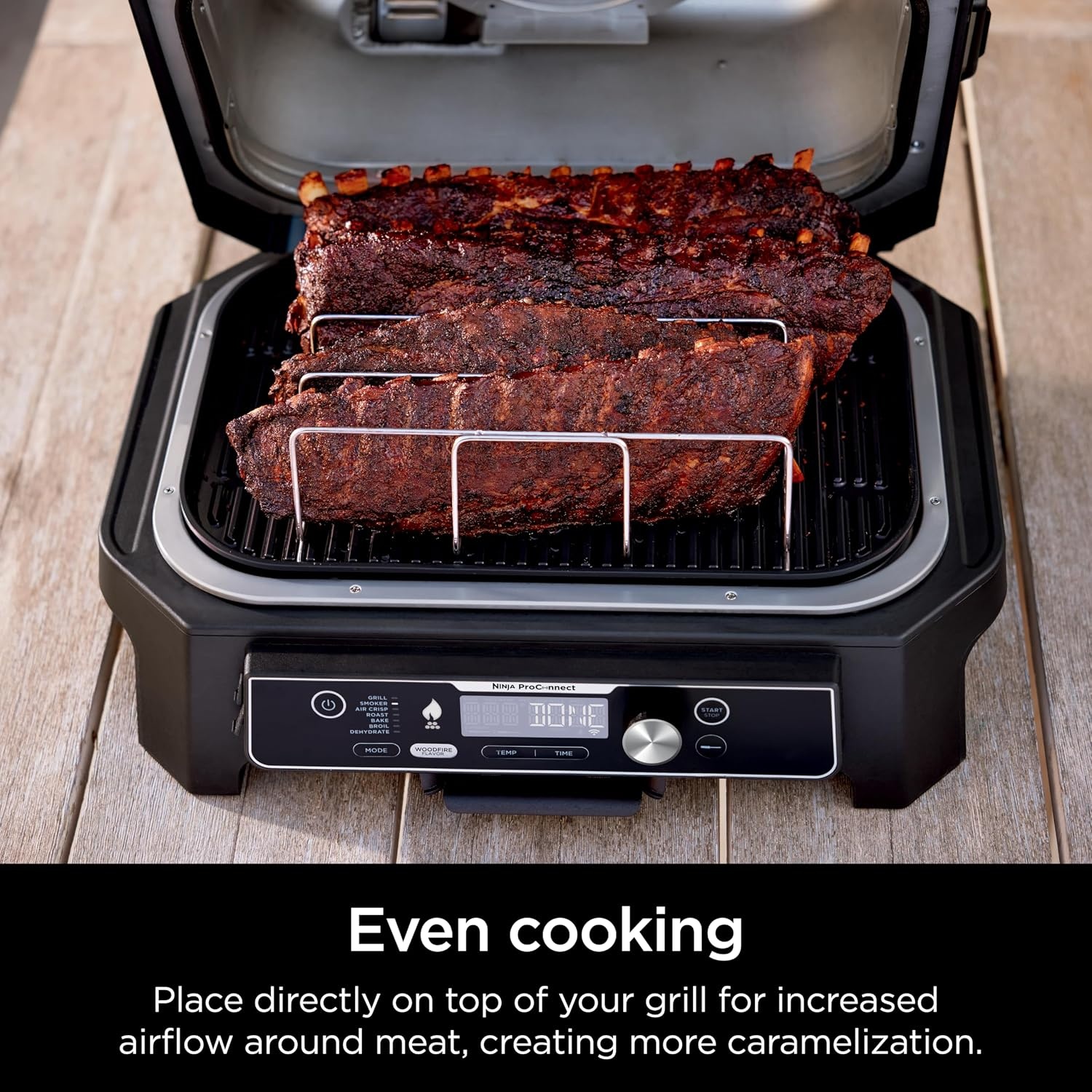 image:imageNinja XL Woodfire Outdoor Griddle amp Grill amp Smoker amp Rib RackPlate Smoker Rack Silver