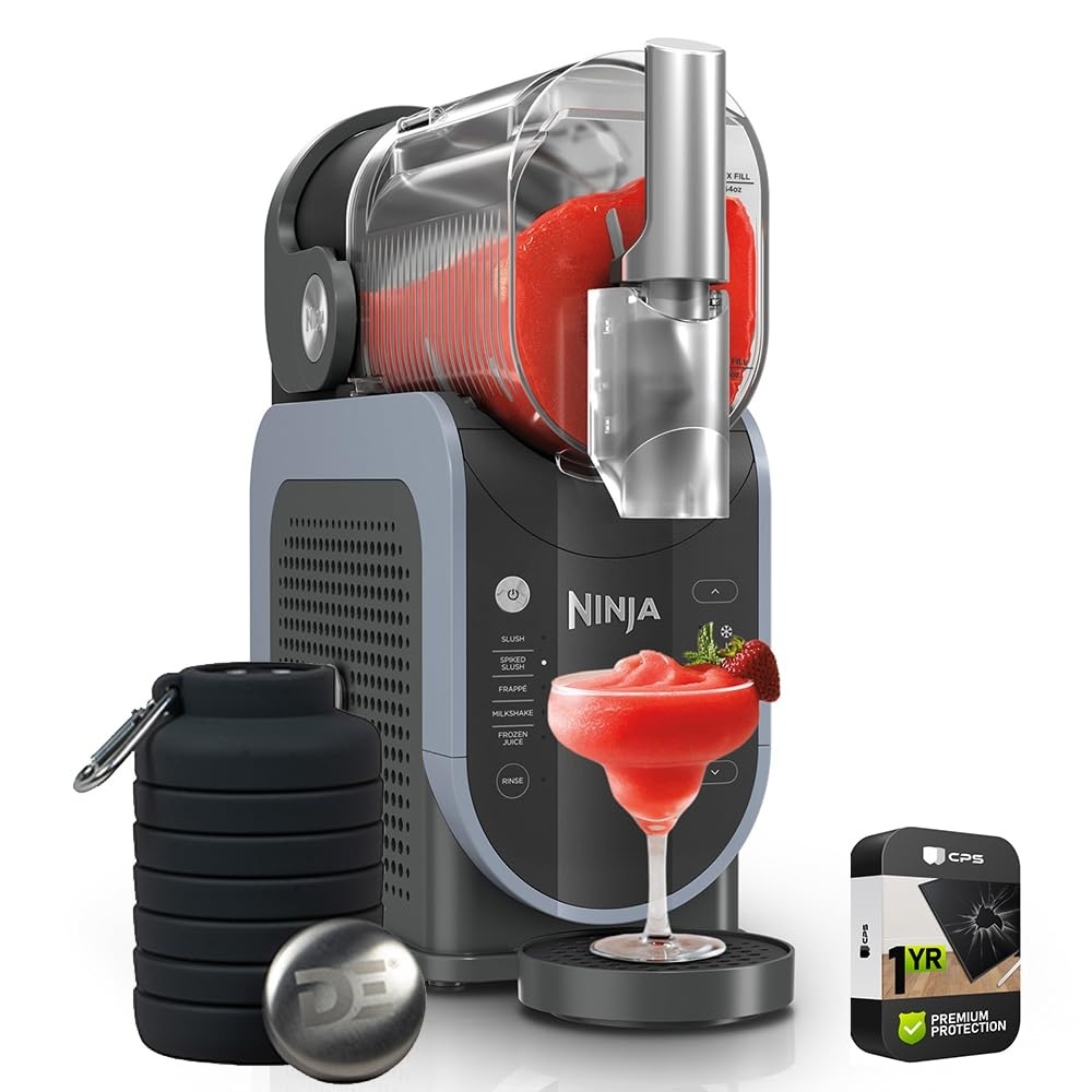 image:imageNinja FS301 SLUSHi 88 oz Frozen Drink amp Slushie Machine Renewed Bundle with Deco Essentials Collapsable Water Bottle BPA Free 24oz GrayStainless and 1 YR CPS Enhanced Protection Pack88 oz 5 Presets Deco Gear Bottle