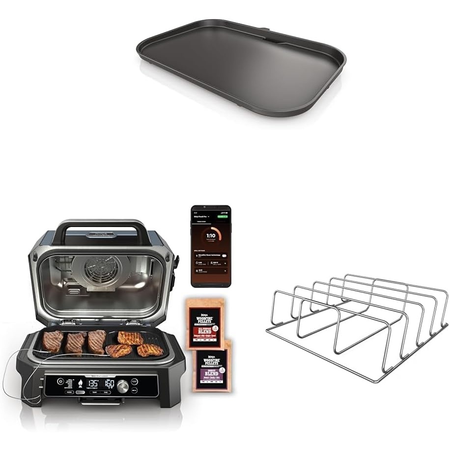 image:imageNinja XL Woodfire Outdoor Griddle amp Grill amp Smoker amp Rib RackPlate Smoker Rack Silver