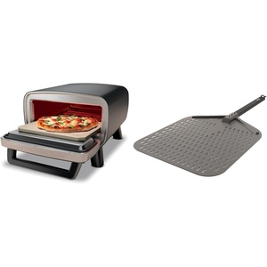Ninja | Outdoor Pizza Oven with 19.5″ Perforated Pizza Peel | Includes 12″ Pizza Stone & 12″ Bake Pan | 5 Pizza Presets Neapolitan, Thin Crust, New York, Pan & Custom | 700F Max Temp | Electric(Pizza Oven + Peel)