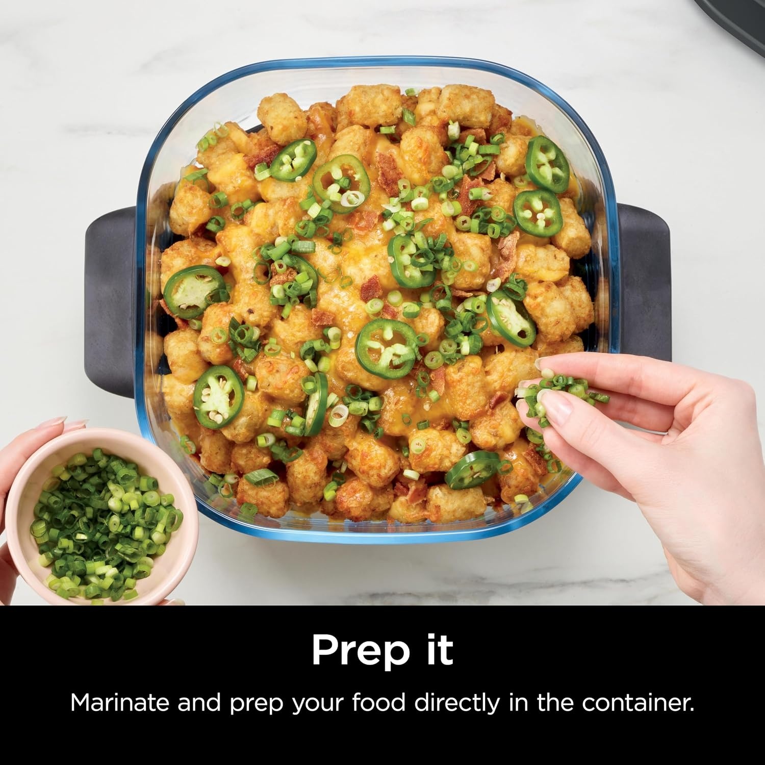 image:imageNinja 6Cup CleanCrisp Glass Container amp Storage Lid Crispi XSKSFN6CUP 450F rated PFAS and PTFE free Microwave freezer and dishwashersafe25 QT
