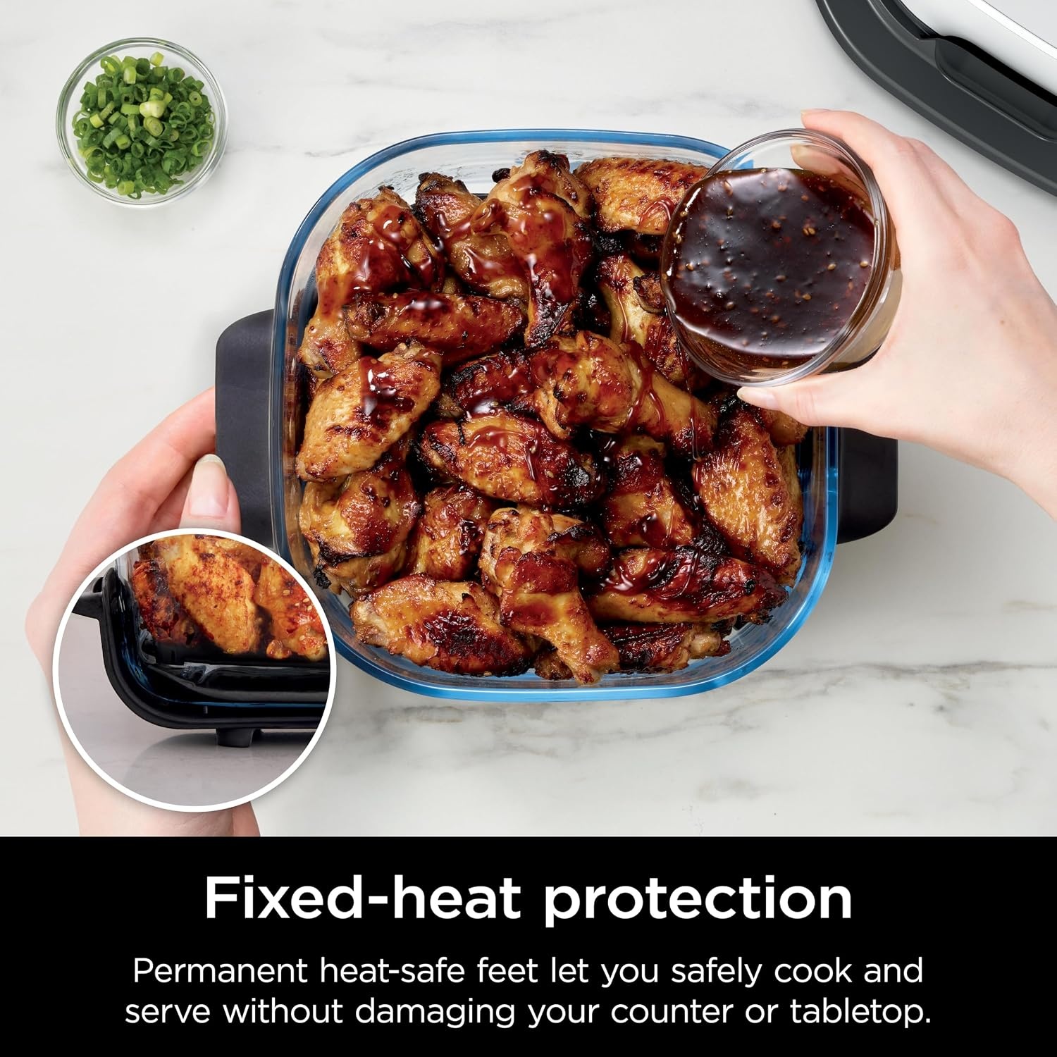 image:imageNinja 6Cup CleanCrisp Glass Container amp Storage Lid Crispi XSKSFN6CUP 450F rated PFAS and PTFE free Microwave freezer and dishwashersafe25 QT