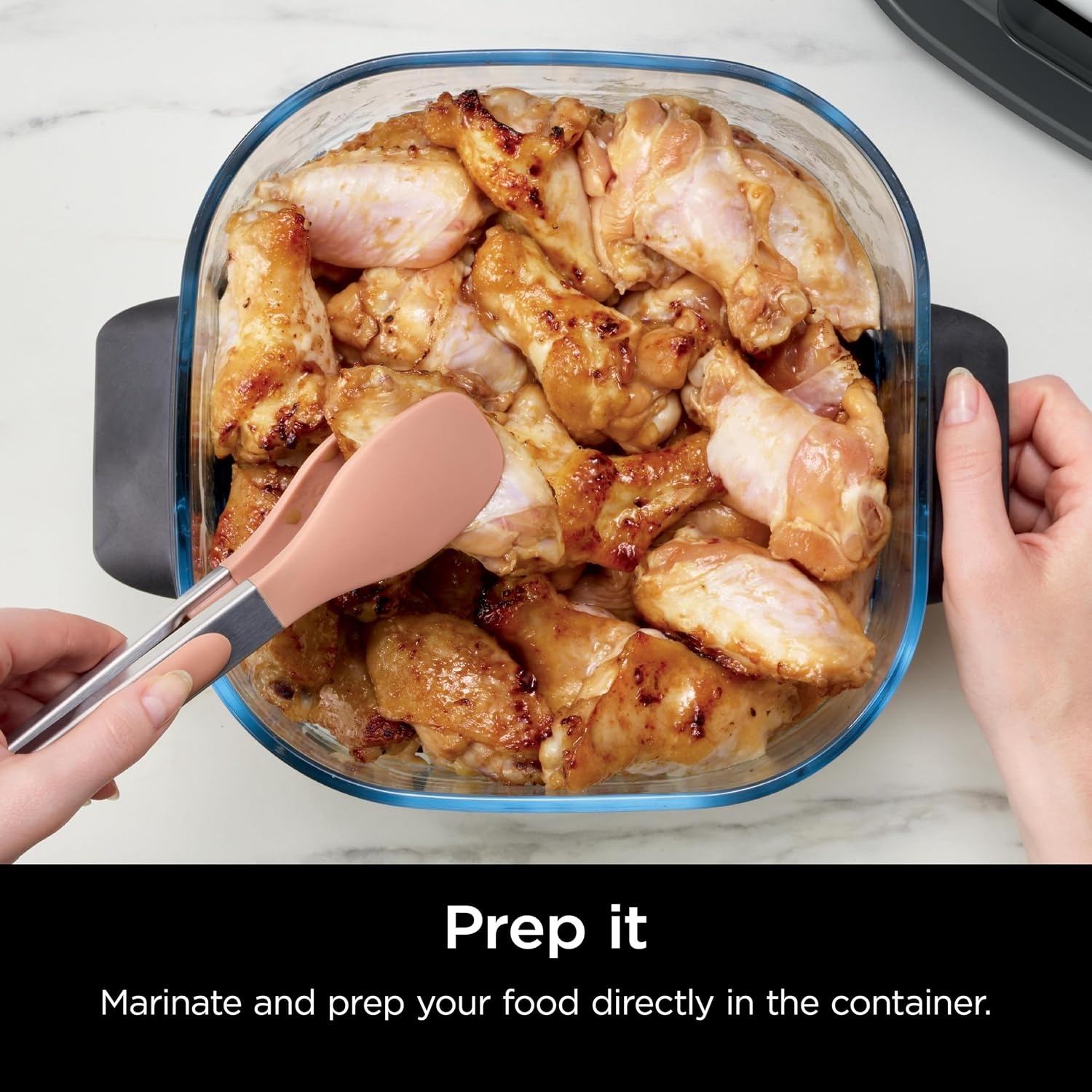 image:imageNinja 6Cup CleanCrisp Glass Container amp Storage Lid Crispi XSKSFN6CUP 450F rated PFAS and PTFE free Microwave freezer and dishwashersafe4 QT