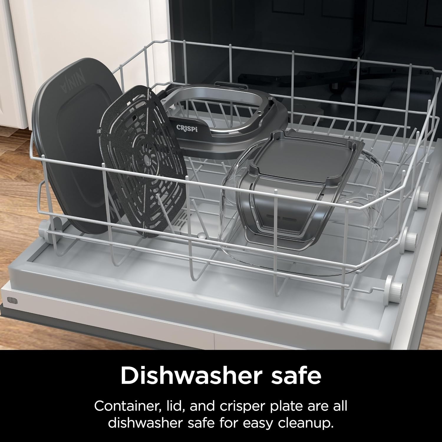image:imageNinja 6Cup CleanCrisp Glass Container amp Storage Lid Crispi XSKSFN6CUP 450F rated PFAS and PTFE free Microwave freezer and dishwashersafe4 QT