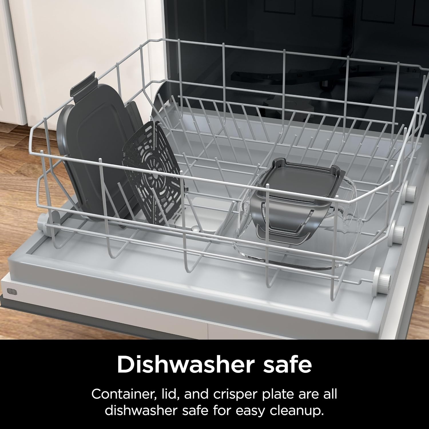 image:imageNinja 6Cup CleanCrisp Glass Container amp Storage Lid Crispi XSKSFN6CUP 450F rated PFAS and PTFE free Microwave freezer and dishwashersafe6 Cup