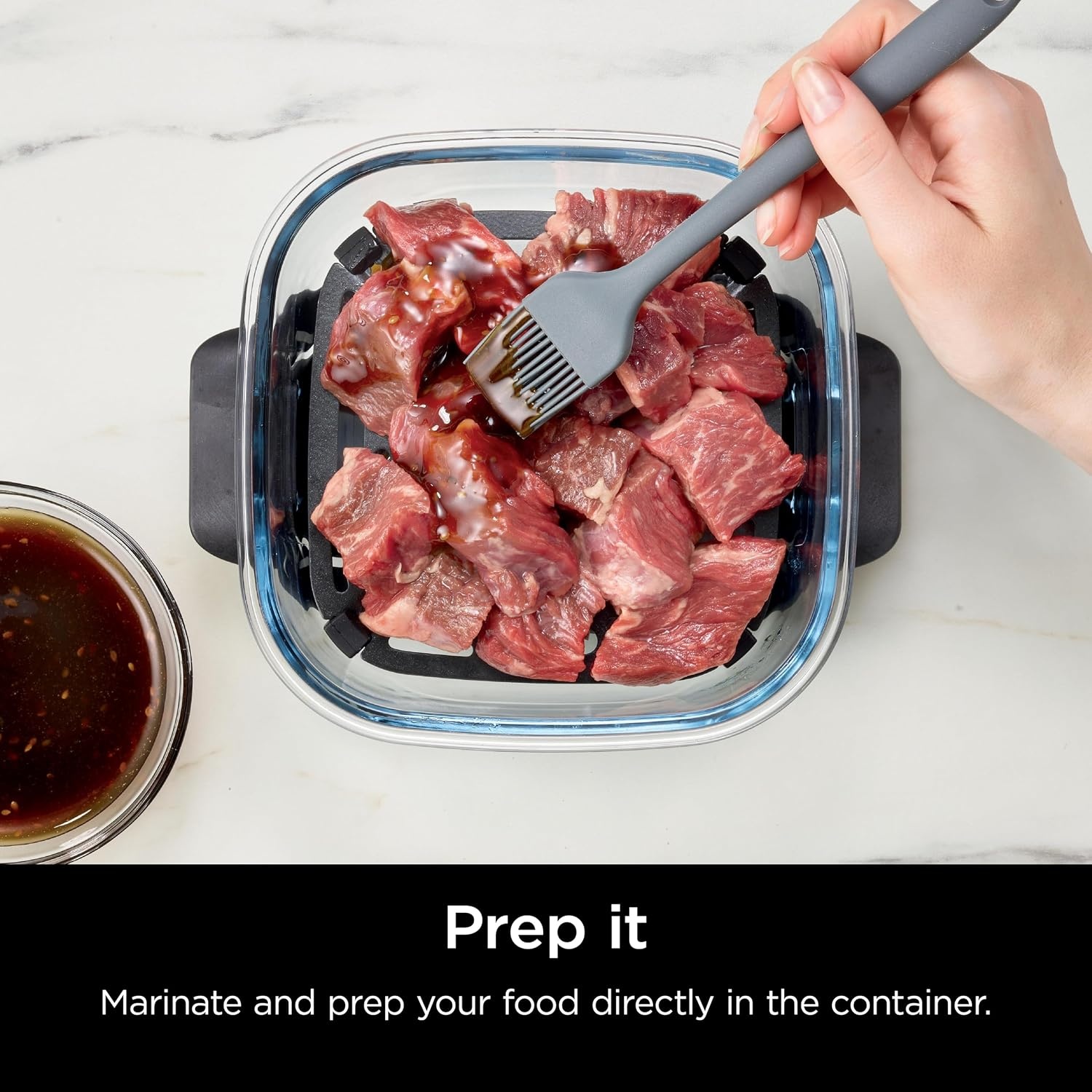 image:imageNinja 6Cup CleanCrisp Glass Container amp Storage Lid Crispi XSKSFN6CUP 450F rated PFAS and PTFE free Microwave freezer and dishwashersafe6 Cup