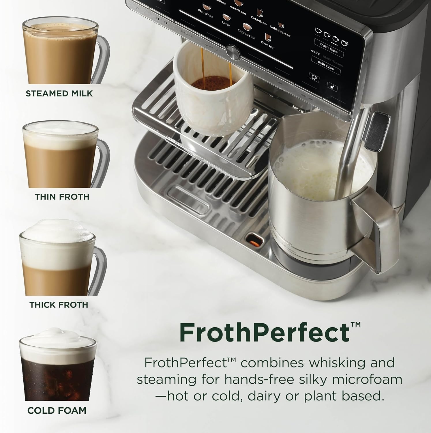 image:imageNinja AutoBarista Fully Automatic Espresso 10 Drink Options AE1001 One Touch Hot amp Iced Builtin Coffee Grinder Milk Frother Easy SelfClean Latte Cappuccino Cold BrewBlackSilver