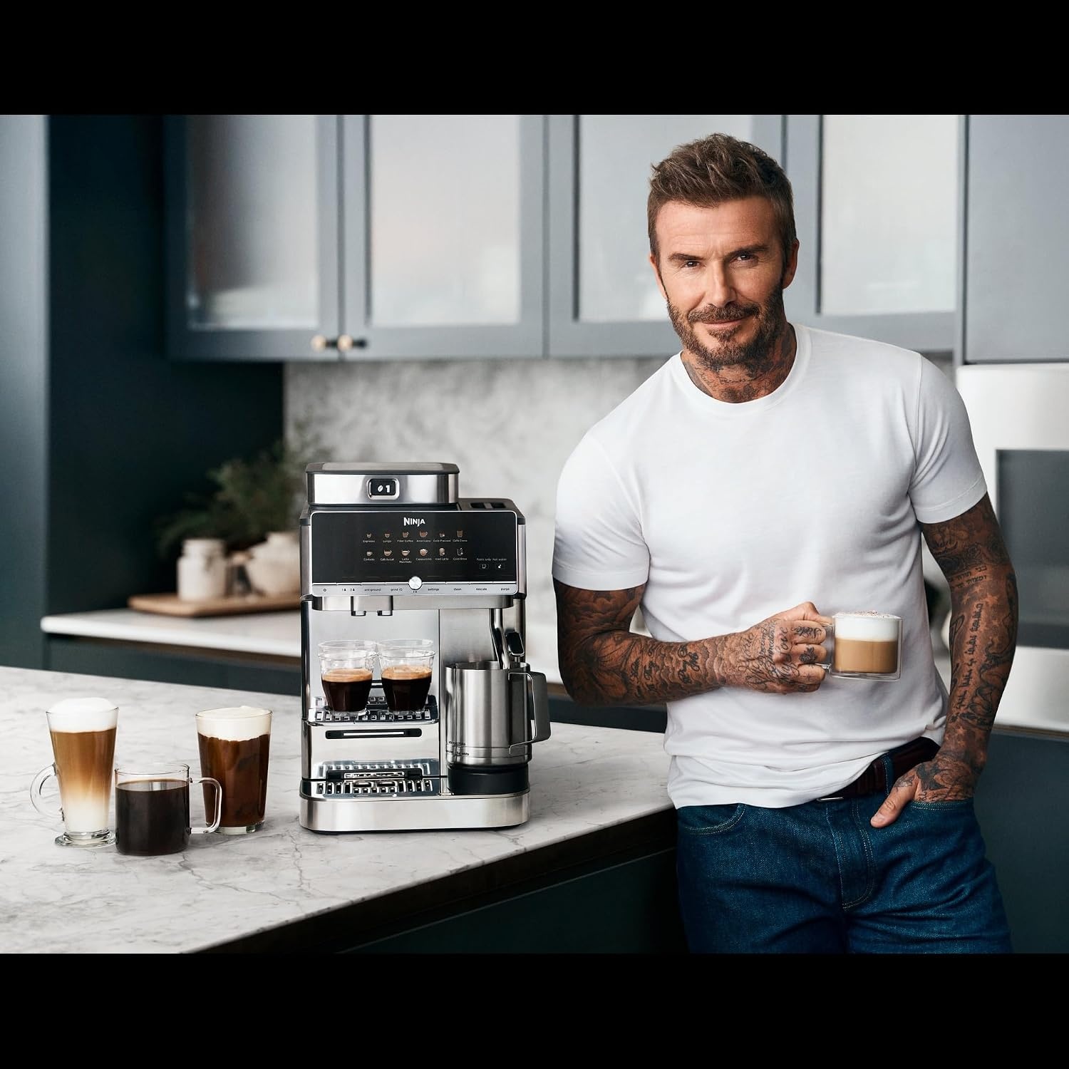 image:imageNinja AutoBarista Fully Automatic Espresso 10 Drink Options AE1001 One Touch Hot amp Iced Builtin Coffee Grinder Milk Frother Easy SelfClean Latte Cappuccino Cold BrewBlackSilver
