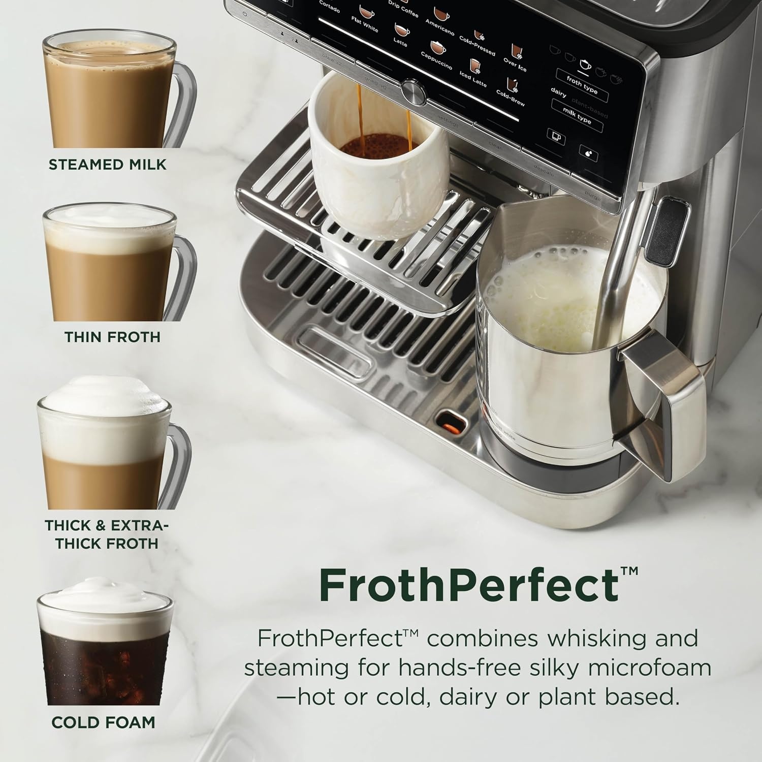 image:imageNinja AutoBarista Fully Automatic Espresso 10 Drink Options AE1001 One Touch Hot amp Iced Builtin Coffee Grinder Milk Frother Easy SelfClean Latte Cappuccino Cold BrewBlackStainless