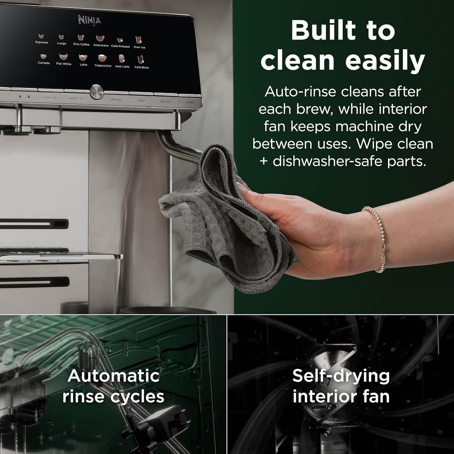 image:imageNinja AutoBarista Fully Automatic Espresso 10 Drink Options AE1001 One Touch Hot amp Iced Builtin Coffee Grinder Milk Frother Easy SelfClean Latte Cappuccino Cold BrewBlackStainless