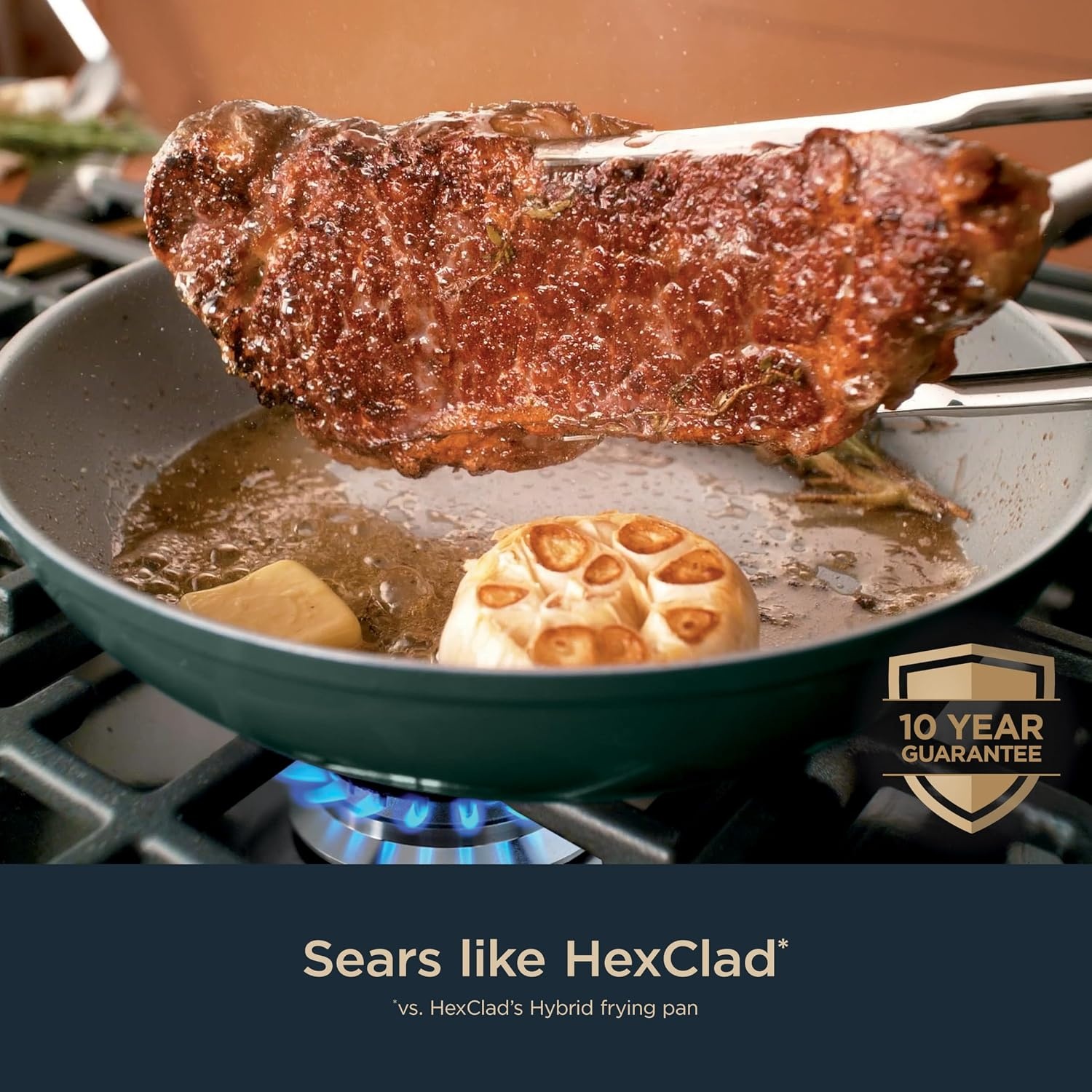image:imageNinja Ceramic Cookware Set 11Piece Kitchen Set Navy Blue CW49011 Extended Life with Comfort Grip Nonstick Fry Pans Pots PTFE Free Oven amp Dishwasher Safe Stovetop CompatibleGreen