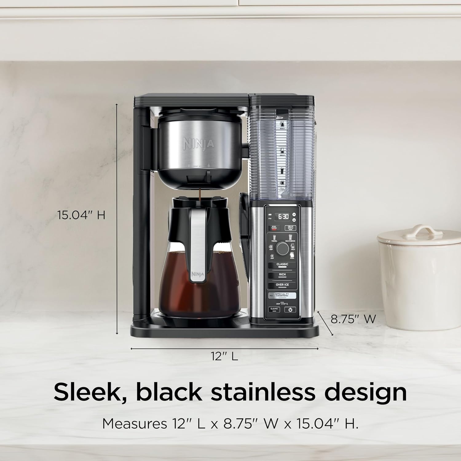 image:imageNinja Coffee Maker 10Cup Carafe FoldAway Frother Black CM401 Permanent Filter amp Removable Dishwasher Safe Reservoir 6 Brew Styles 8 Cup to Travel Mug to Pot Sizes10 Cup