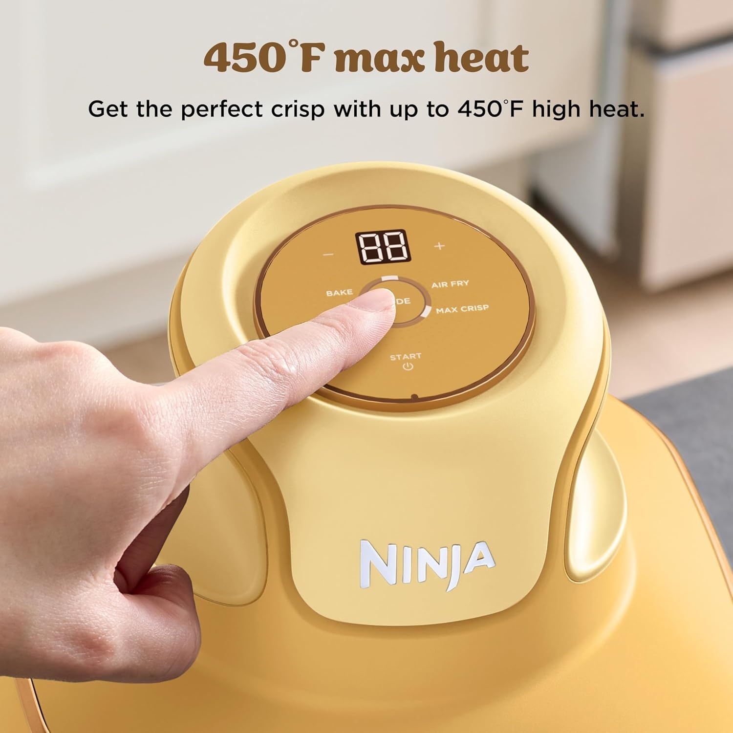 image:imageNinja Crispi Glass Air Fryer 4in1 Green FN101SG Max crisp bake air fry recrisp 450F max 4 Qt and 6 Cup containers PFASfree glassGinger Snap