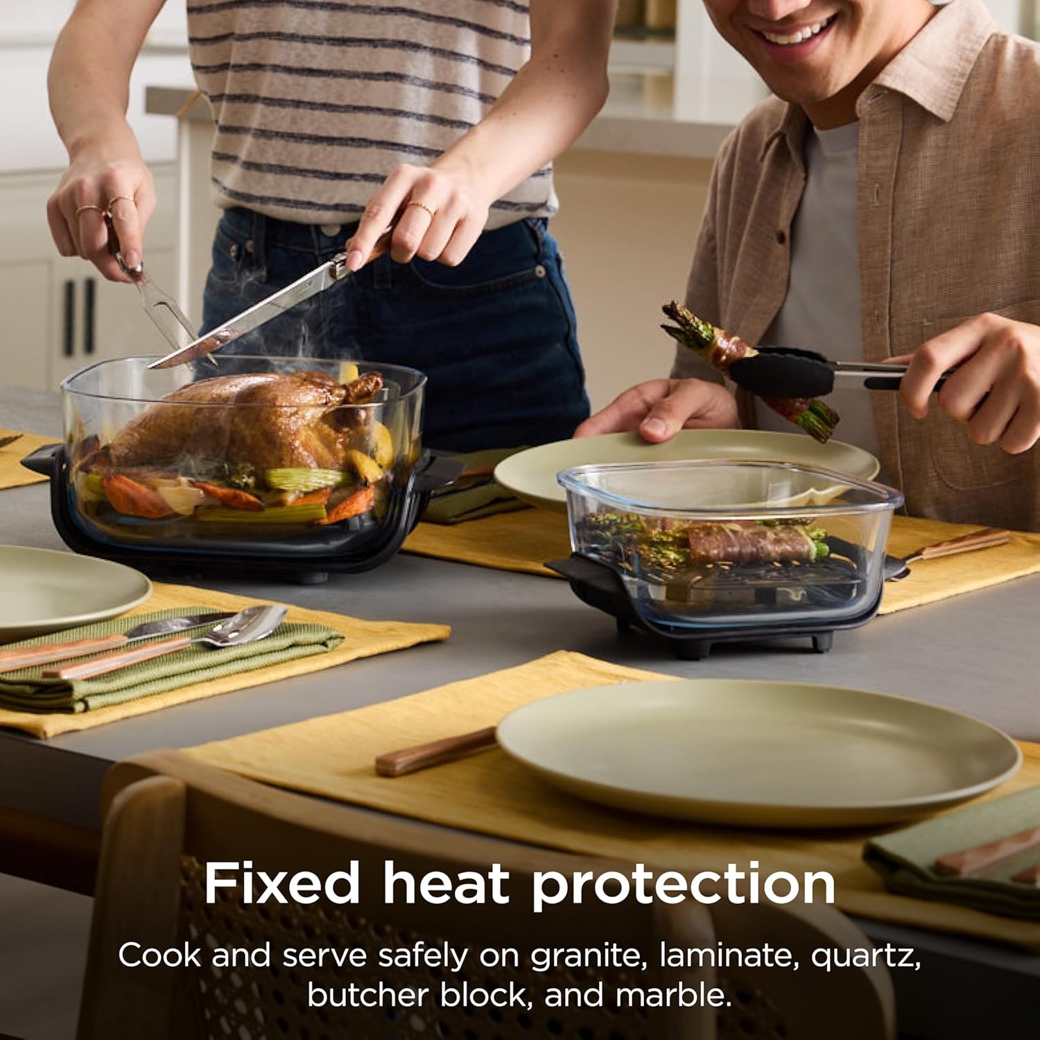 image:imageNinja Crispi Glass Air Fryer 4in1 Green FN101SG Max crisp bake air fry recrisp 450F max 4 Qt and 6 Cup containers PFASfree glassGreen Bundle