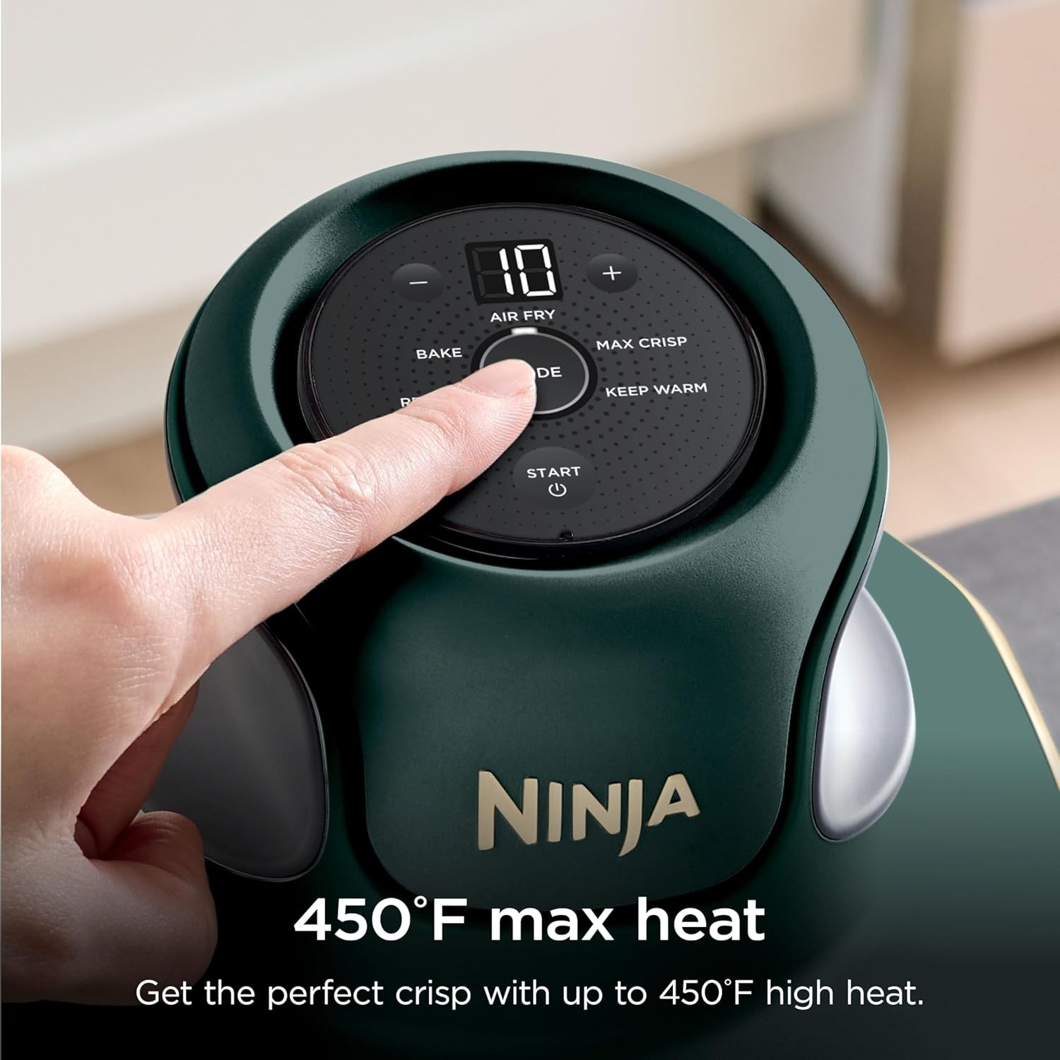 image:imageNinja Crispi Glass Air Fryer 4in1 Green FN101SG Max crisp bake air fry recrisp 450F max 4 Qt and 6 Cup containers PFASfree glassGreen Bundle