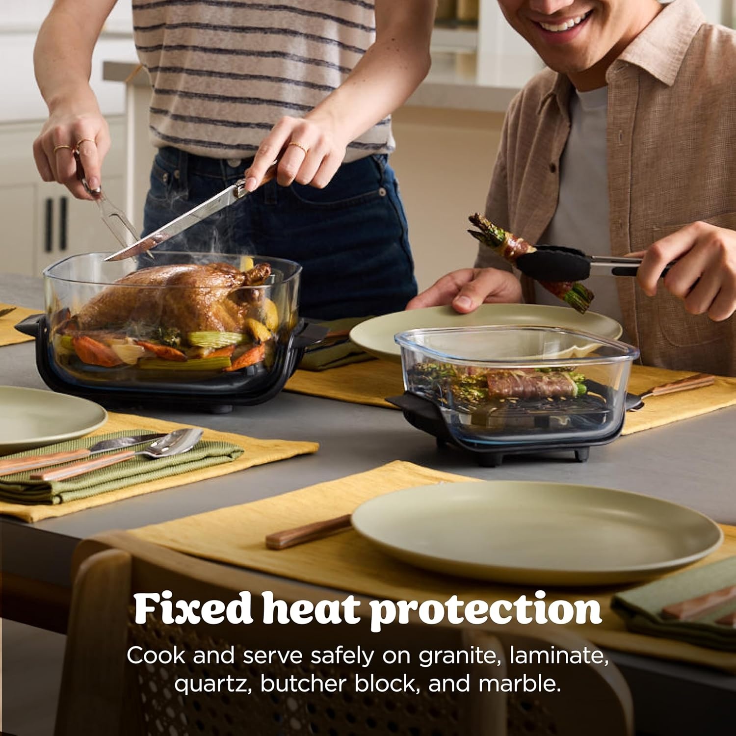 image:imageNinja Crispi Glass Air Fryer 4in1 Green FN101SG Max crisp bake air fry recrisp 450F max 4 Qt and 6 Cup containers PFASfree glassOrange Pepper