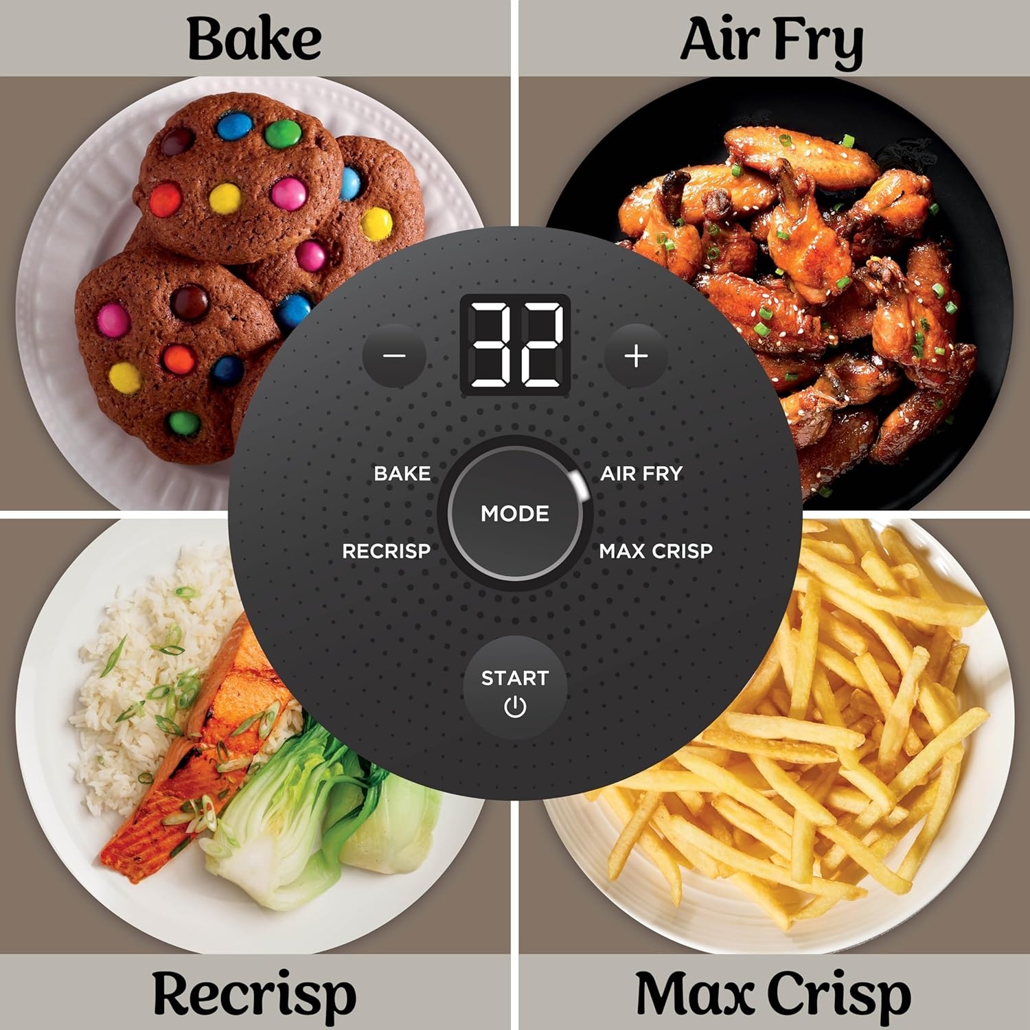 image:imageNinja Crispi Glass Air Fryer 4in1 Green FN101SG Max crisp bake air fry recrisp 450F max 4 Qt and 6 Cup containers PFASfree glassStone