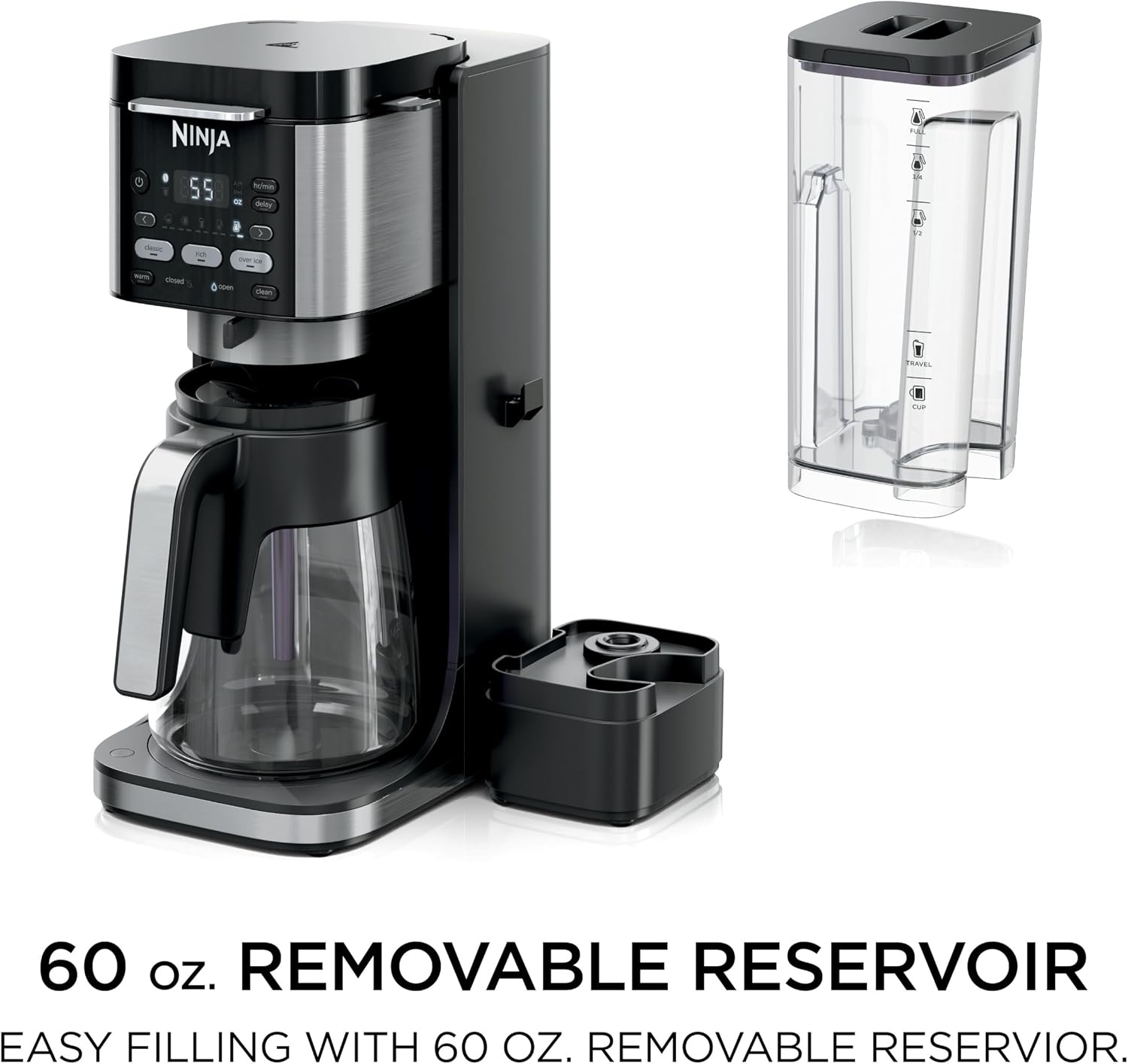 image:imageNinja Drip Coffee Maker DualBrew Pro Hot amp Iced Black CFP101 Single Serve to Carafe Brew with Pods amp Grounds Compatible with K Cups 3 Brew Styles 60oz Removable ReservoirPaper Filter