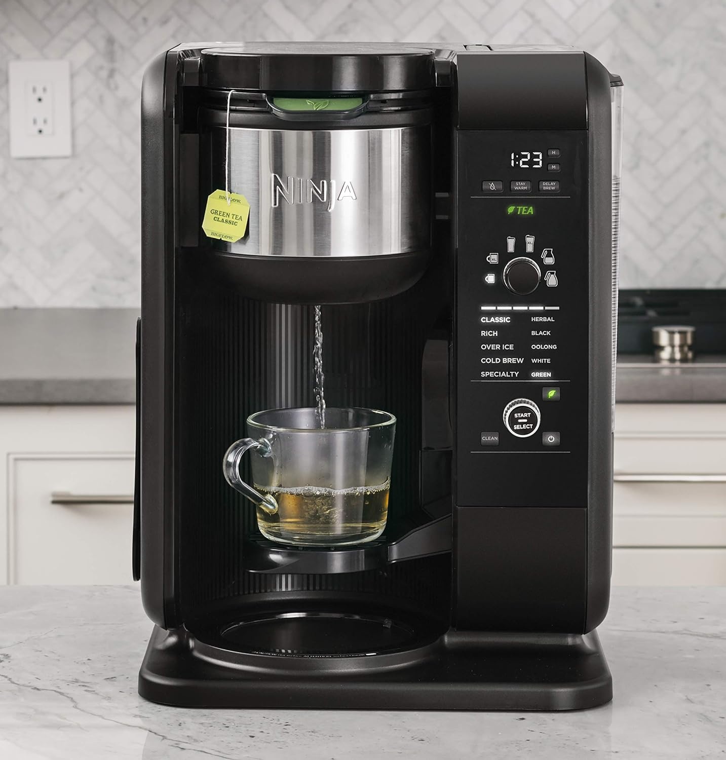 image:imageNinja Hot and Cold Brewed System AutoiQ Tea and Coffee Maker with 6 Brew Sizes 50 fluid ounces 5 Brew Styles Frother Coffee amp Tea Baskets with Glass Carafe CP301BlackGlass Carafe