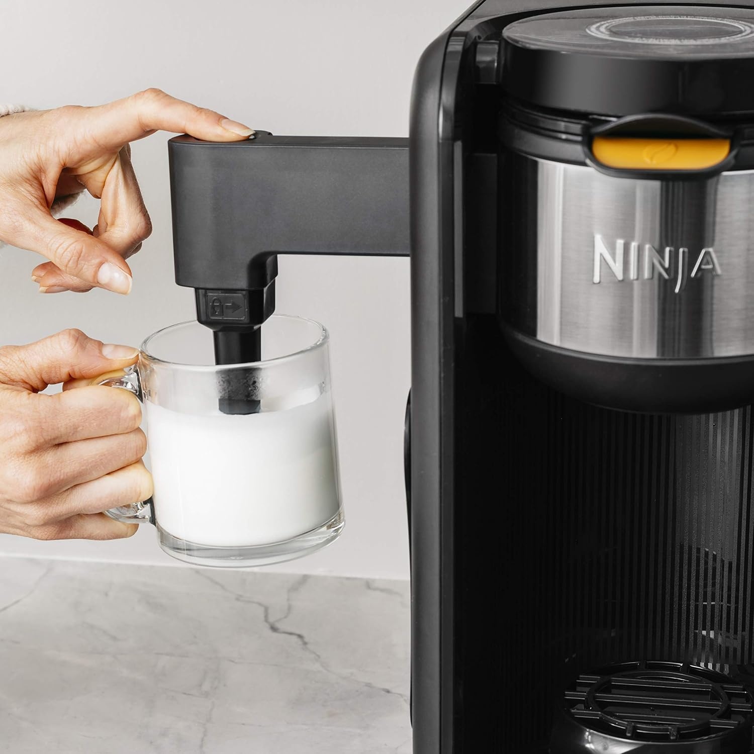 image:imageNinja Hot and Cold Brewed System AutoiQ Tea and Coffee Maker with 6 Brew Sizes 50 fluid ounces 5 Brew Styles Frother Coffee amp Tea Baskets with Glass Carafe CP301BlackGlass Carafe