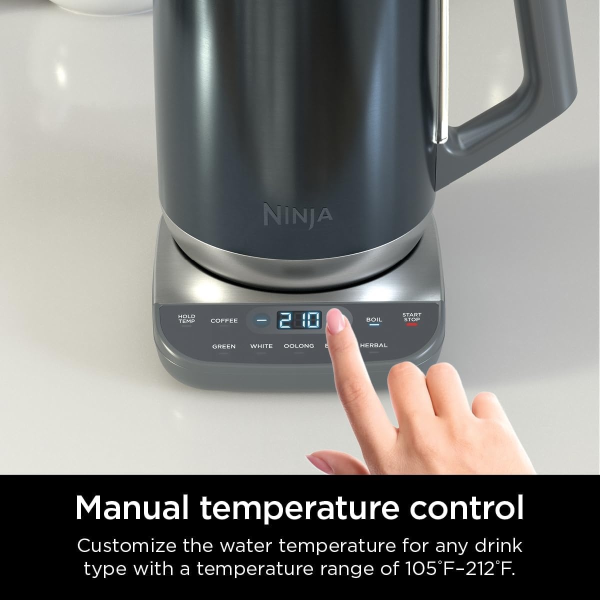 image:imageNinja KT200BL Precision Temperature Electric Kettle 7Cup Blue Stainless 1500 watts BPA Free Hold Temp Setting