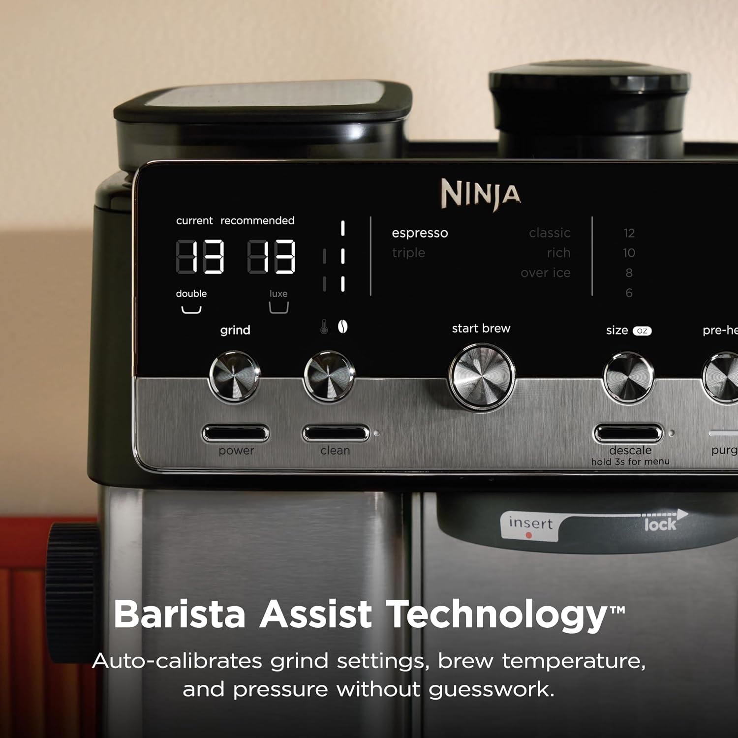 image:imageNinja Luxe Caf Mini Espresso Machine amp Drip Coffee Stainless ES301 Builtin Burr Grinder Precision Scale amp Manual Steam Wand Lattes Cappuccinos amp MoreLuxe Caf Mini
