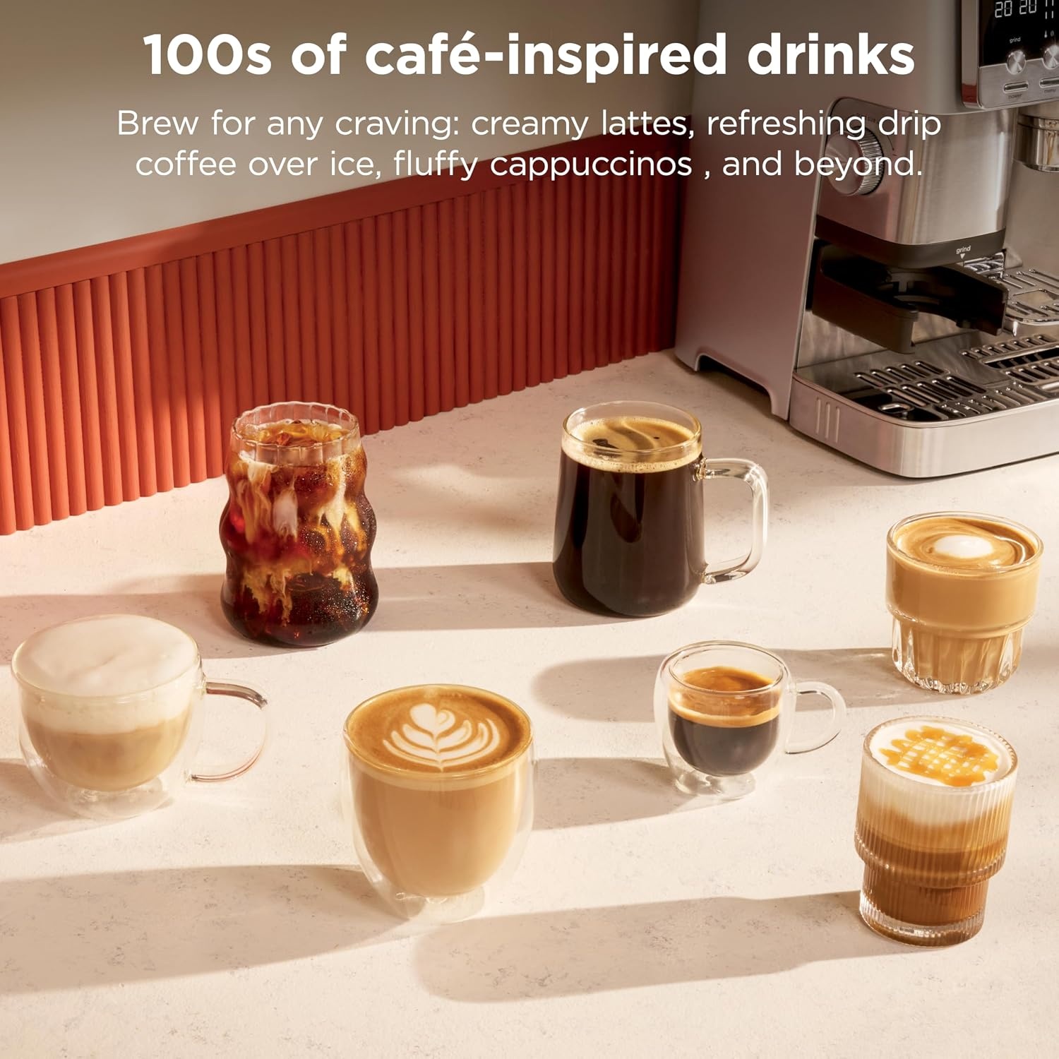 image:imageNinja Luxe Caf Mini Espresso Machine amp Drip Coffee Stainless ES301 Builtin Burr Grinder Precision Scale amp Manual Steam Wand Lattes Cappuccinos amp MoreLuxe Caf Mini Plus AutoFroth