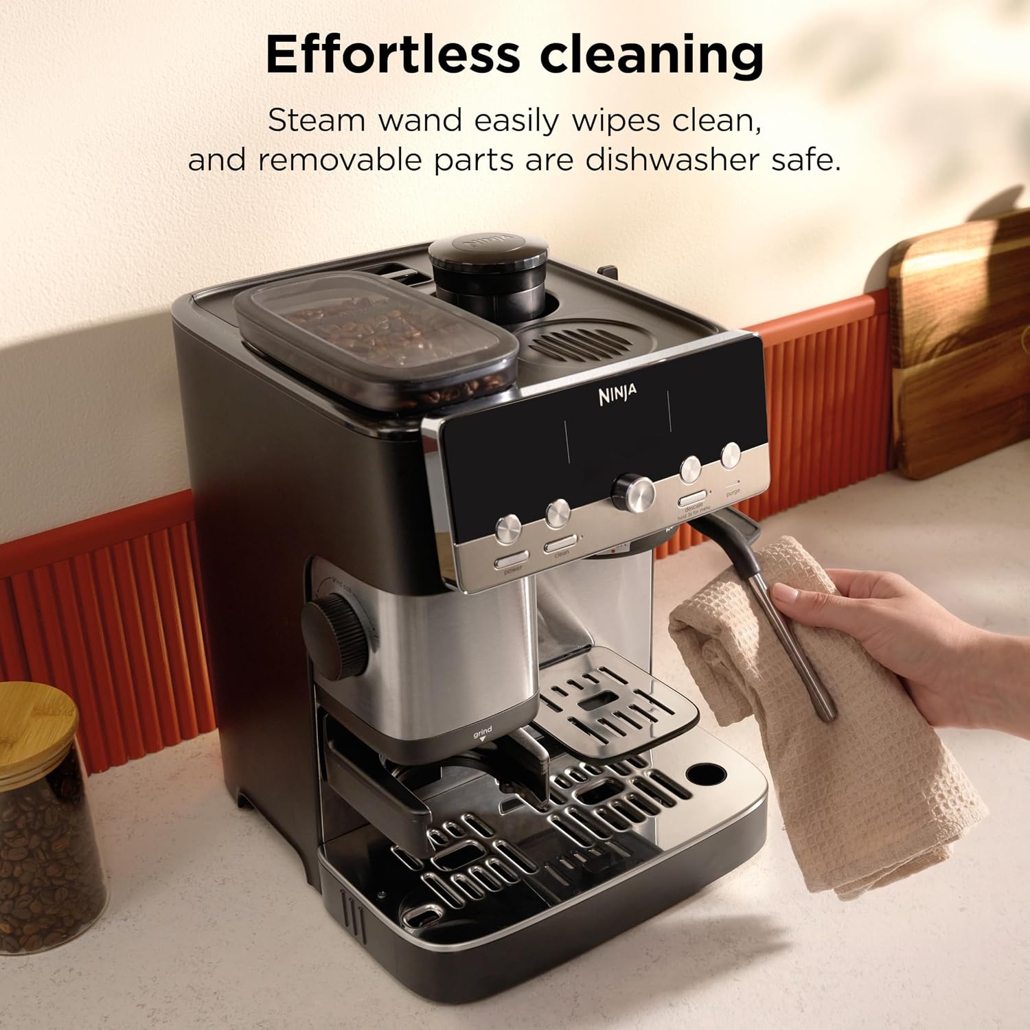 image:imageNinja Luxe Caf Mini Espresso Machine amp Drip Coffee Stainless ES301 Builtin Burr Grinder Precision Scale amp Manual Steam Wand Lattes Cappuccinos amp MoreLuxe Caf Mini