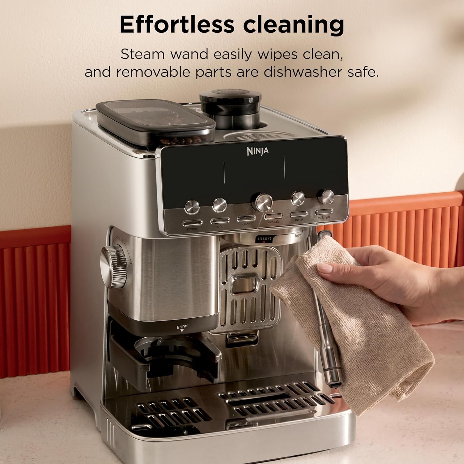image:imageNinja Luxe Caf Mini Espresso Machine amp Drip Coffee Stainless ES301 Builtin Burr Grinder Precision Scale amp Manual Steam Wand Lattes Cappuccinos amp MoreLuxe Caf Mini Plus AutoFroth